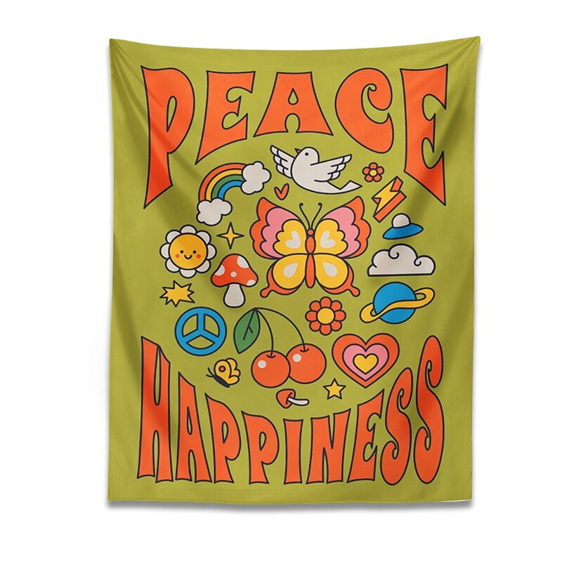 Vintage-Inspired Hippie Tapestry: Colorful Decor Featuring Flowers, Butterflies, and More for Bedrooms and Dorms - DormVibes