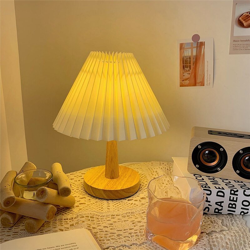 Vintage Pleated Table Lamp DIY Desk Lamp for Bedrooms Adorable Home Decor with LED Bulb Ideal as a Bedside Lamp