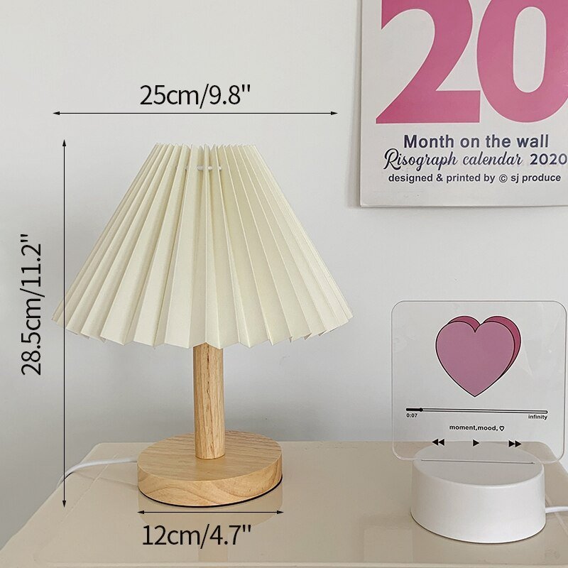 Vintage Pleated Table Lamp: DIY Desk Lamp for Bedrooms, Adorable Home Decor with LED Bulb, Ideal as a Bedside Lamp - DormVibes