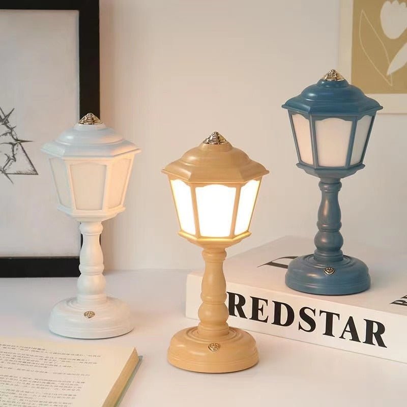 Vintage Street Lamp Design Retro LED Desk Lamp - Touch Dimmable Night Light for Nostalgic Room Decor - DormVibes
