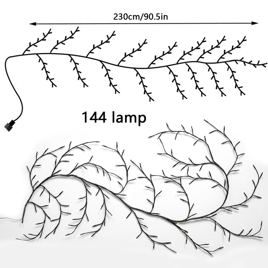 Willow Vine LED String Lights - 144LED Artificial Plant Wall Decor for Bedroom, Night Light, and Valentine's Day 2023 - DormVibes