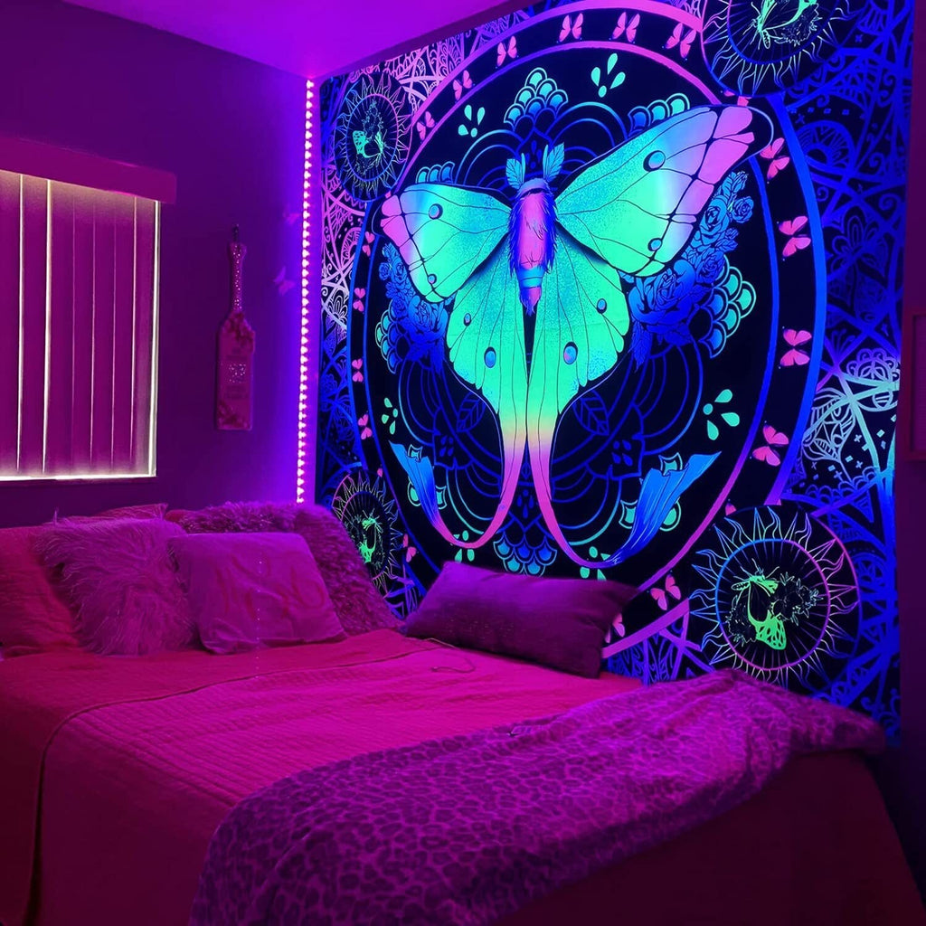 Woman Smoking Room Bohemian Blacklight Tapestry - DormVibes