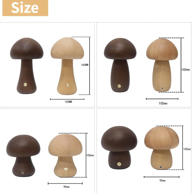 Wooden Cute Mushroom Bedside Table Lamp - DormVibes