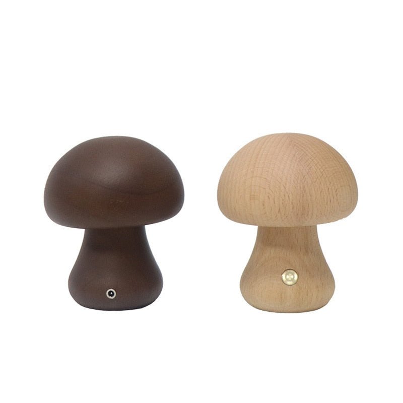 Wooden Cute Mushroom Bedside Table Lamp - DormVibes