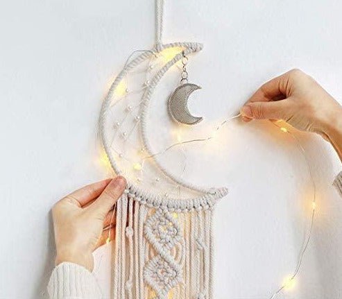 Woven Moon Dream Catcher w/ String Light - DormVibes