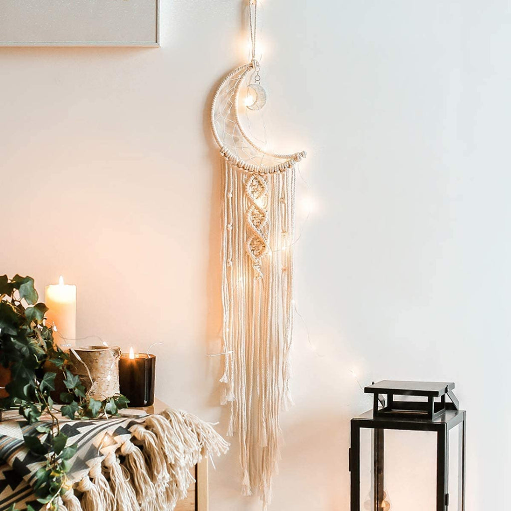 Woven Moon Dream Catcher w/ String Light - DormVibes